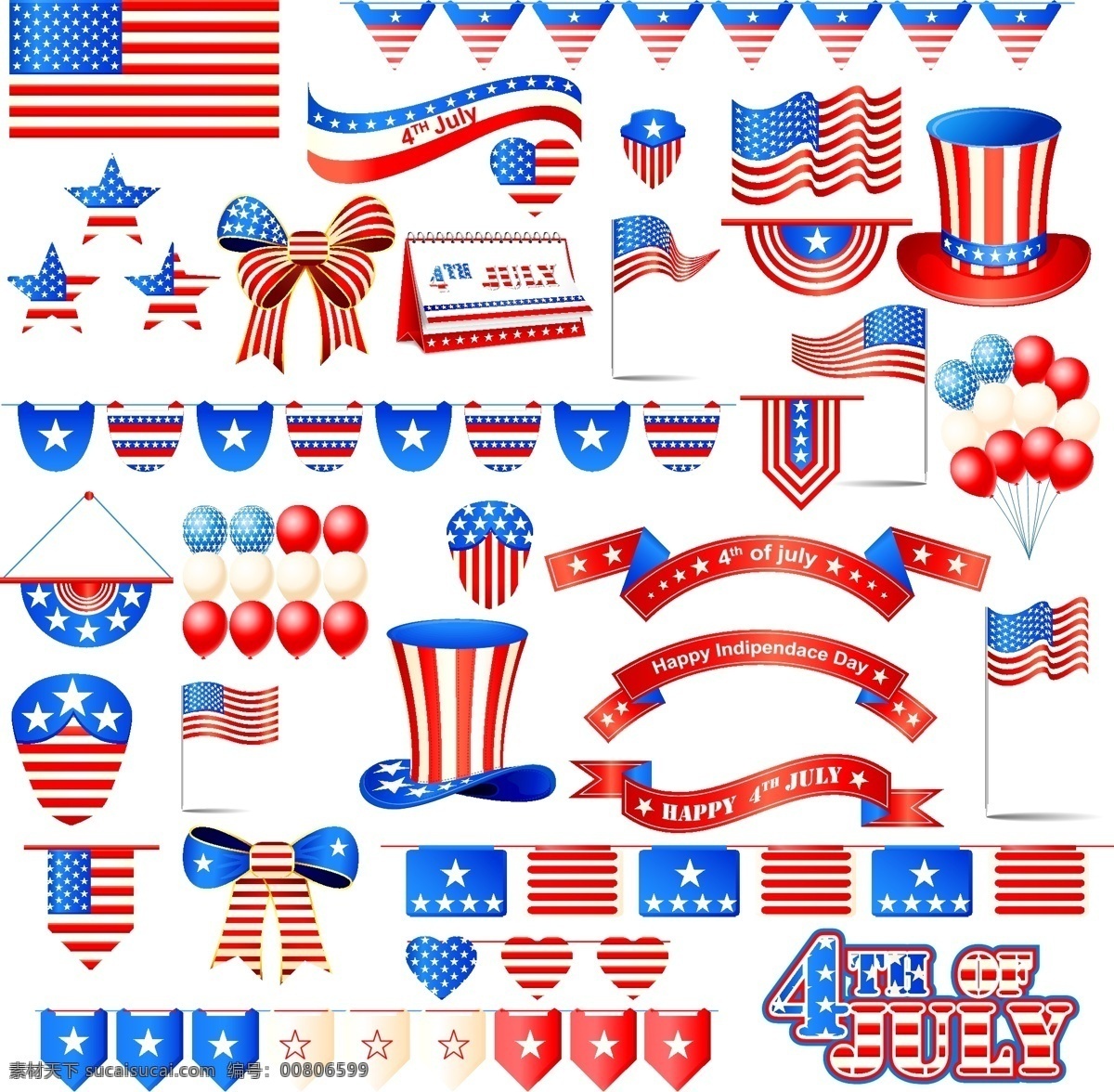 美国 独立日 装饰 图案 矢量素材 设计素材 背景素材