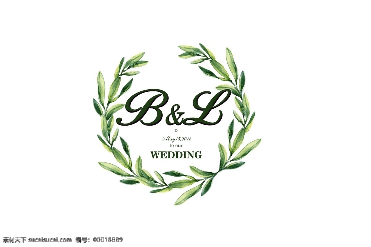 英文 婚禮 logo 婚禮主題 主題 婚禮圖標(biāo) 婚禮文字 英文字母 婚禮素材 婚禮logo 森系logo 花環(huán) 水墨花環(huán) 水彩花環(huán) 彩色水彩 水彩葉子 共享 分層