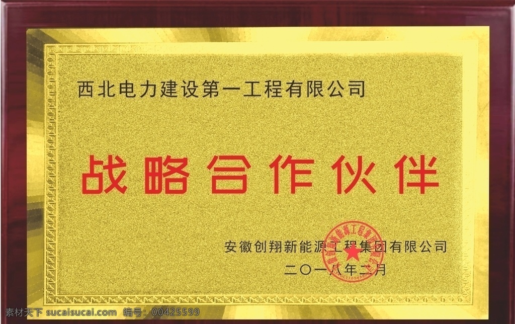 戰(zhàn)略合作伙伴 金箔牌 金箔 銅牌 獎牌