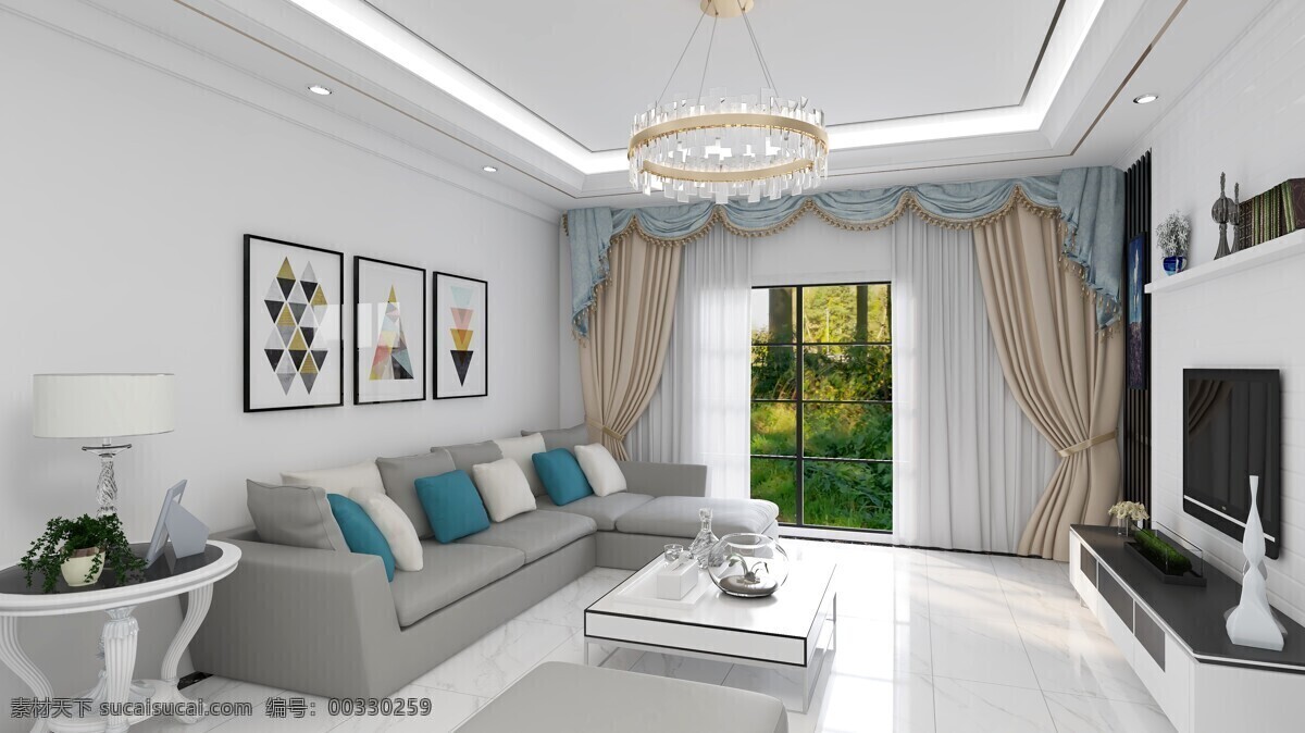 室内 客厅 效果图 窗帘 沙发 室内效果图 3d设计 3d作品