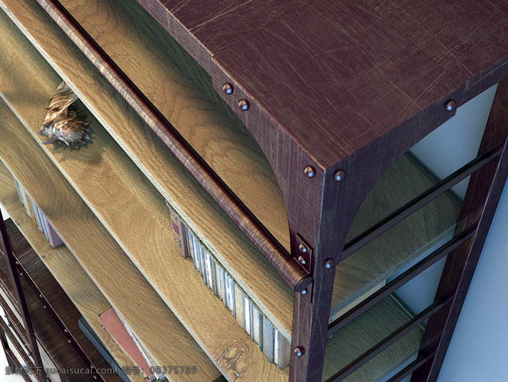 欧式木质书架 3d模型 效果图 欧式 简约 大气 3d渲染 模型素材 木质 书架 典雅