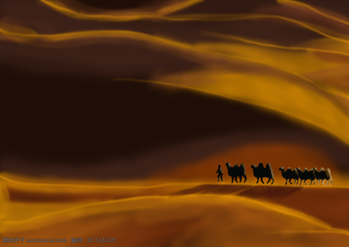 沙漠骆驼图片 夕阳西下 沙漠 骆驼 行商 辽阔