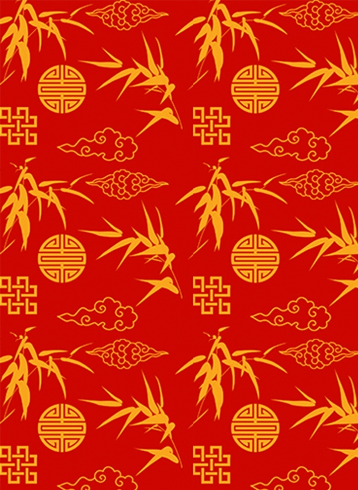 竹子 祥云 吉祥 图案 背景 喜庆 红色 黄色 春节 过年 中国风 中国 寓意 图腾 元素 底纹 肌理 纹样 花纹 重复 颜色 搭配 壁纸 高清 插图 风 底纹边框 背景底纹