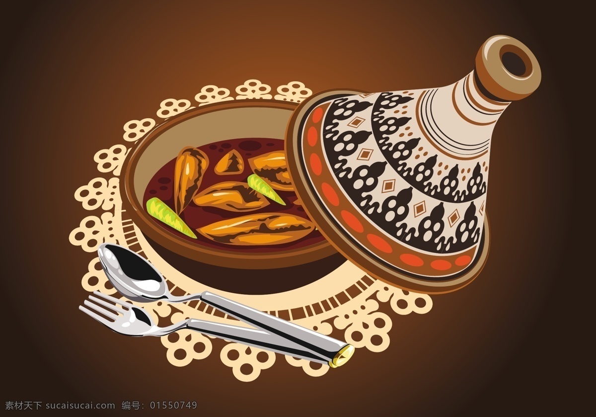 手绘 印度 美食 插画 塔吉锅 手绘塔吉锅 锅子 民族风 料理锅 矢量素材 印度美食 美食插画 手绘美食