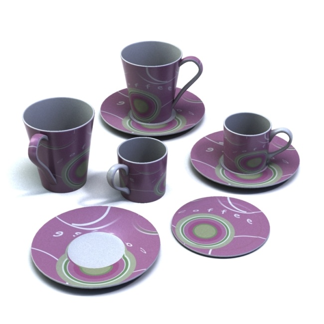 彩繪 咖啡杯 時尚 杯具 3d模型素材 其他3d模型