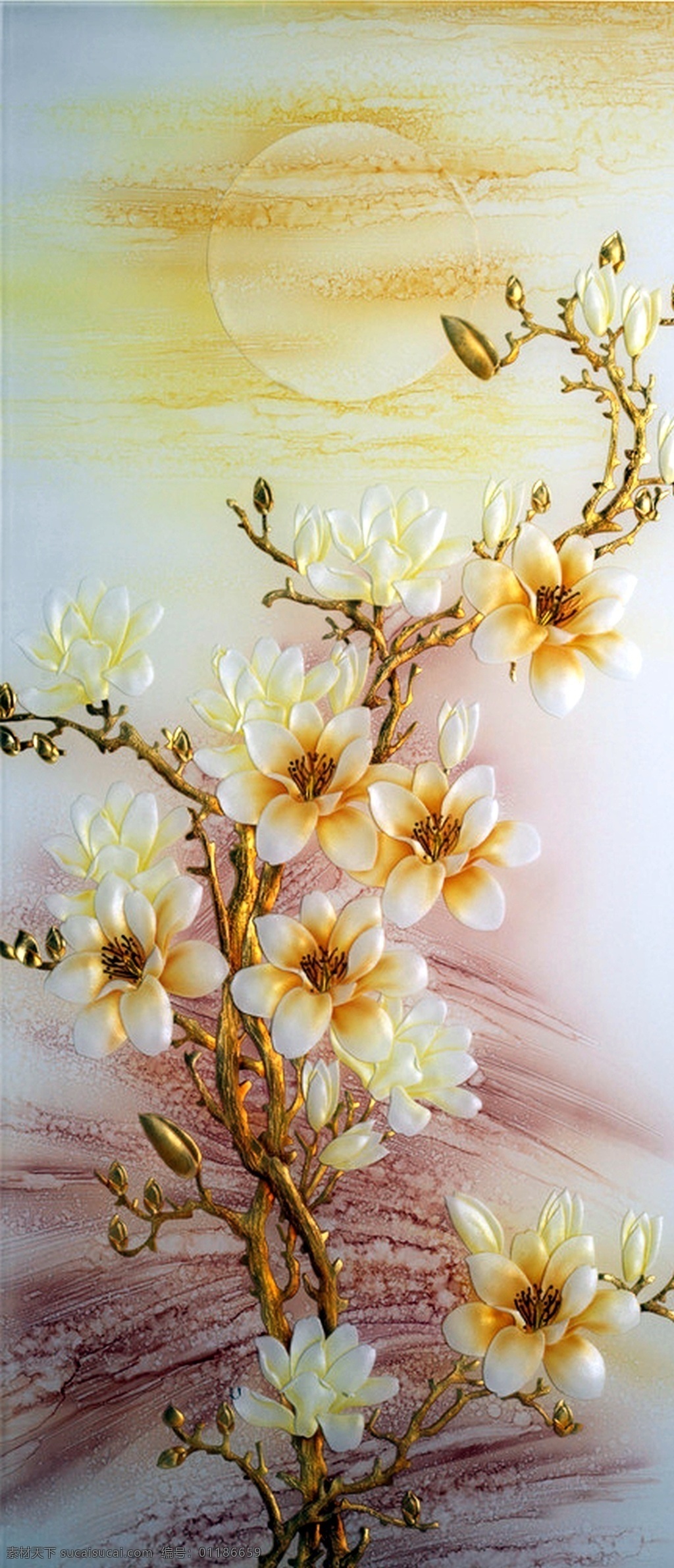 典雅 花卉 花朵 移门 效果图 现代 白色 简约