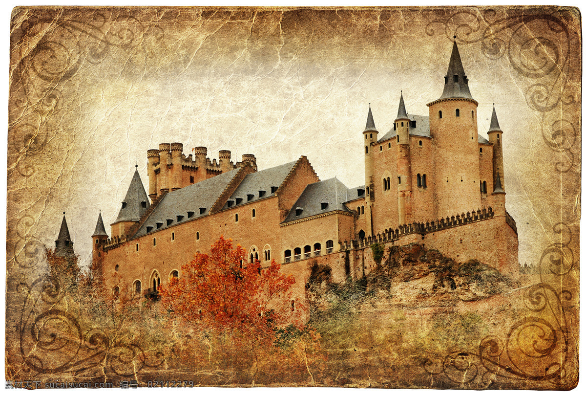 复古 欧洲 城堡 建筑 欧式 背景