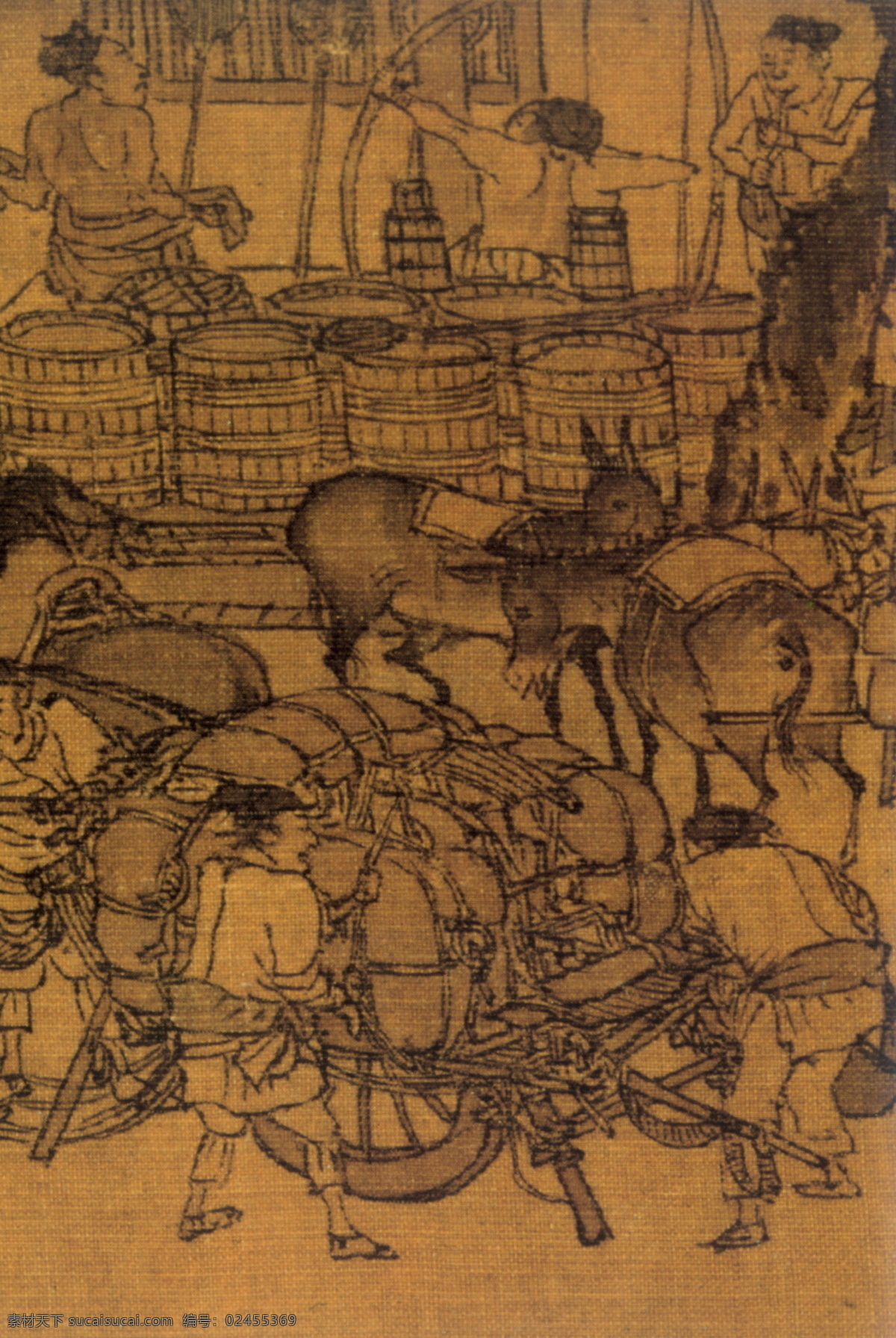 0053民俗 风情 人物画 古典藏画 设计素材 人物名画 书画美术 棕色