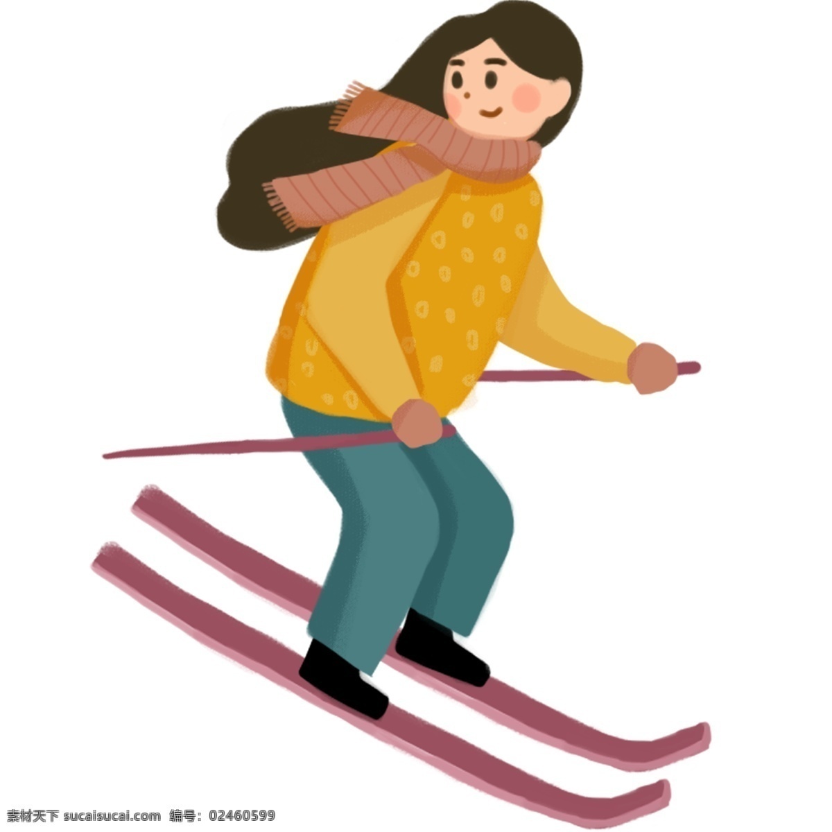 唯美 冬季 滑雪 女孩 元素 小清新 可爱女孩 png元素 免抠元素 人物 滑雪女孩