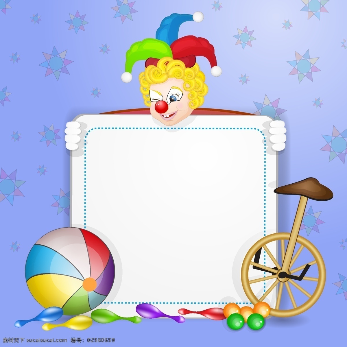 马戏团 小丑 矢量 彩色 球 矢量素材 设计素材