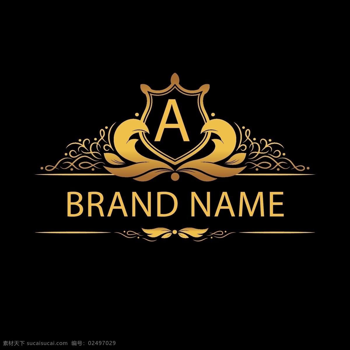 字母 品牌 標志 奢華 金色 logo 模板 a logo模板 品牌標志