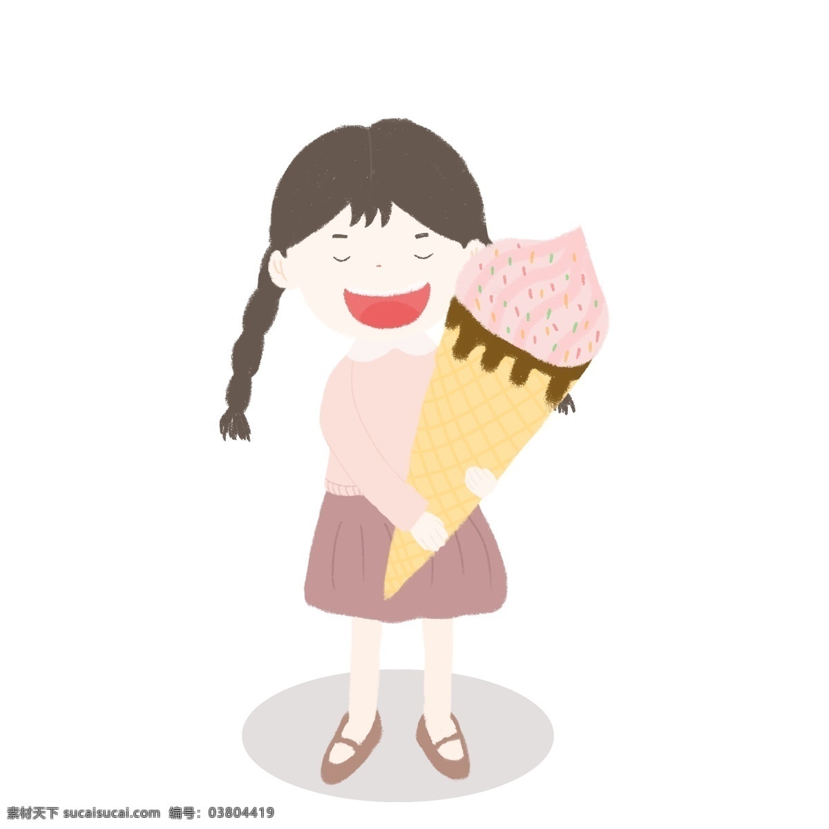 可愛 卡通 兒童 形象 抱 冰淇淋 小女孩 小清新 女孩 兒童節(jié) 童年