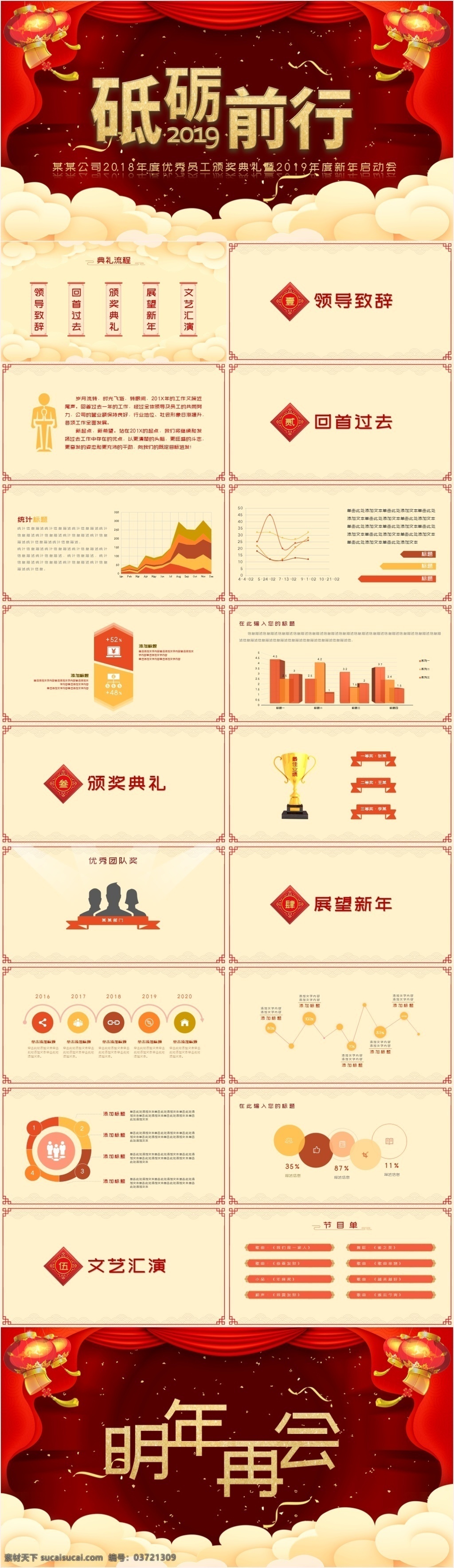 公司 企业 年度 盛典 汇报 砥砺 前行 年会 图表 动画 喜庆 红 新年 团拜 总结 计划 开工 启动会