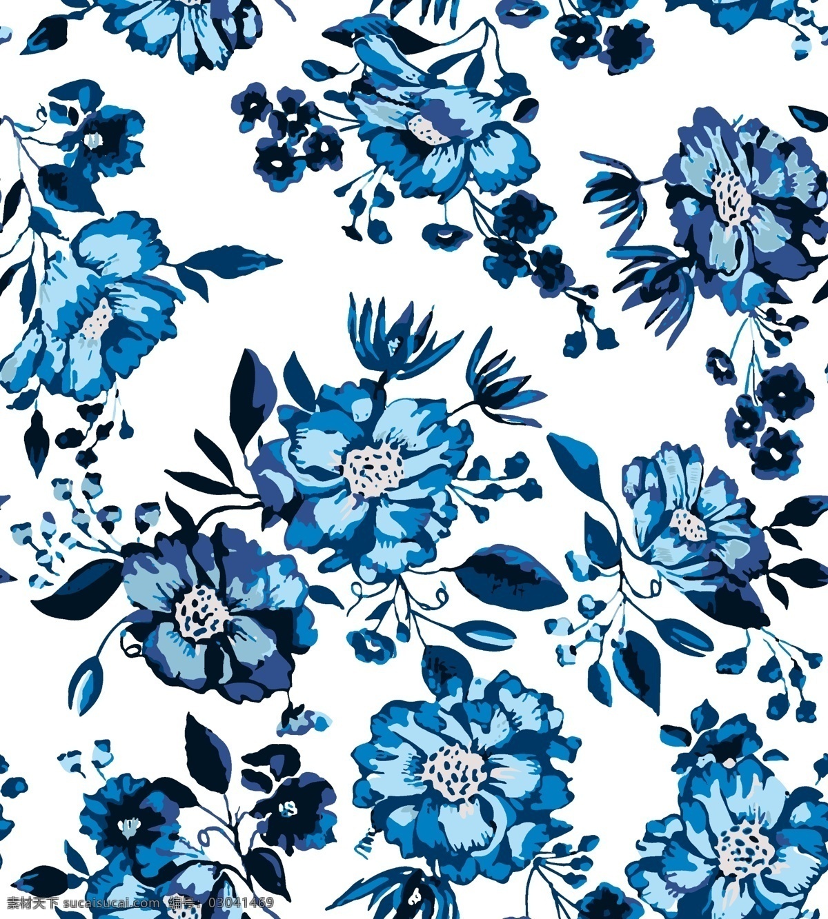 色块 蓝色 花朵 蓝色花朵 色块花 蓝色色块花 矢量花朵 数码印花