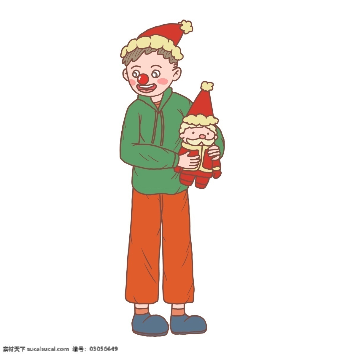 圣诞节 卡通 手绘 布娃娃 男孩 圣诞夜 女孩 礼物 圣诞礼物 圣诞帽子 圣诞快乐 圣诞老人 圣诞树 糖果 彩带