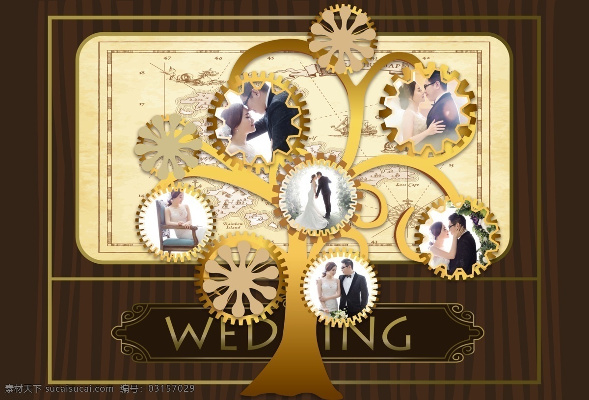 婚禮簽到區(qū) 金色效果 齒輪