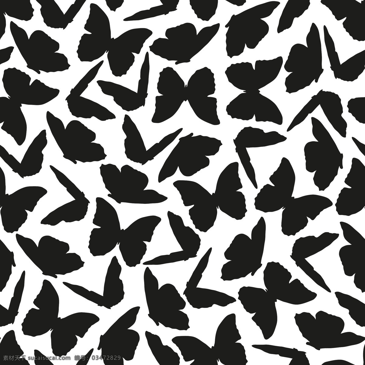 黑白 动物 水彩 diy 纹理 图案 蝴蝶 简约 花纹 卡通 设计素材 排列 矢量 平面素材