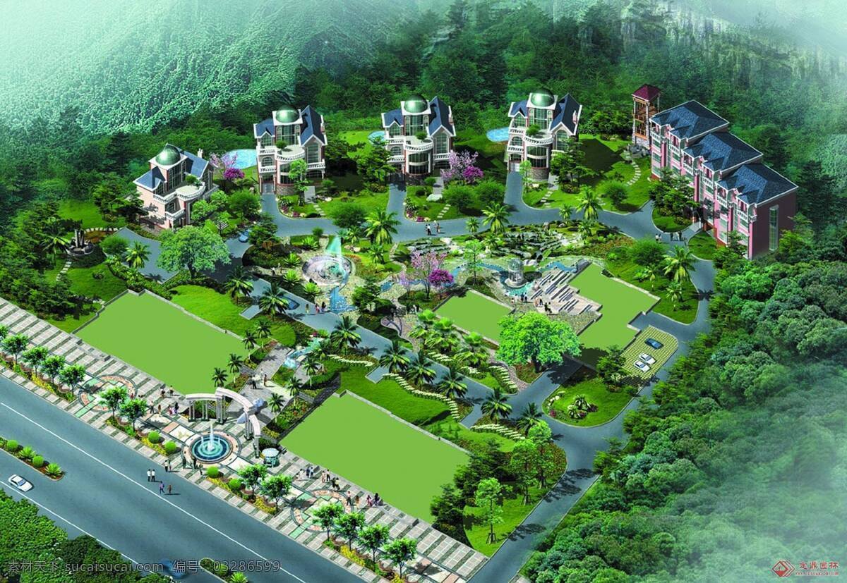 鳥(niǎo)瞰圖 自然景觀 建筑園林 效果圖 園林 樹(shù) 木 自然風(fēng)光