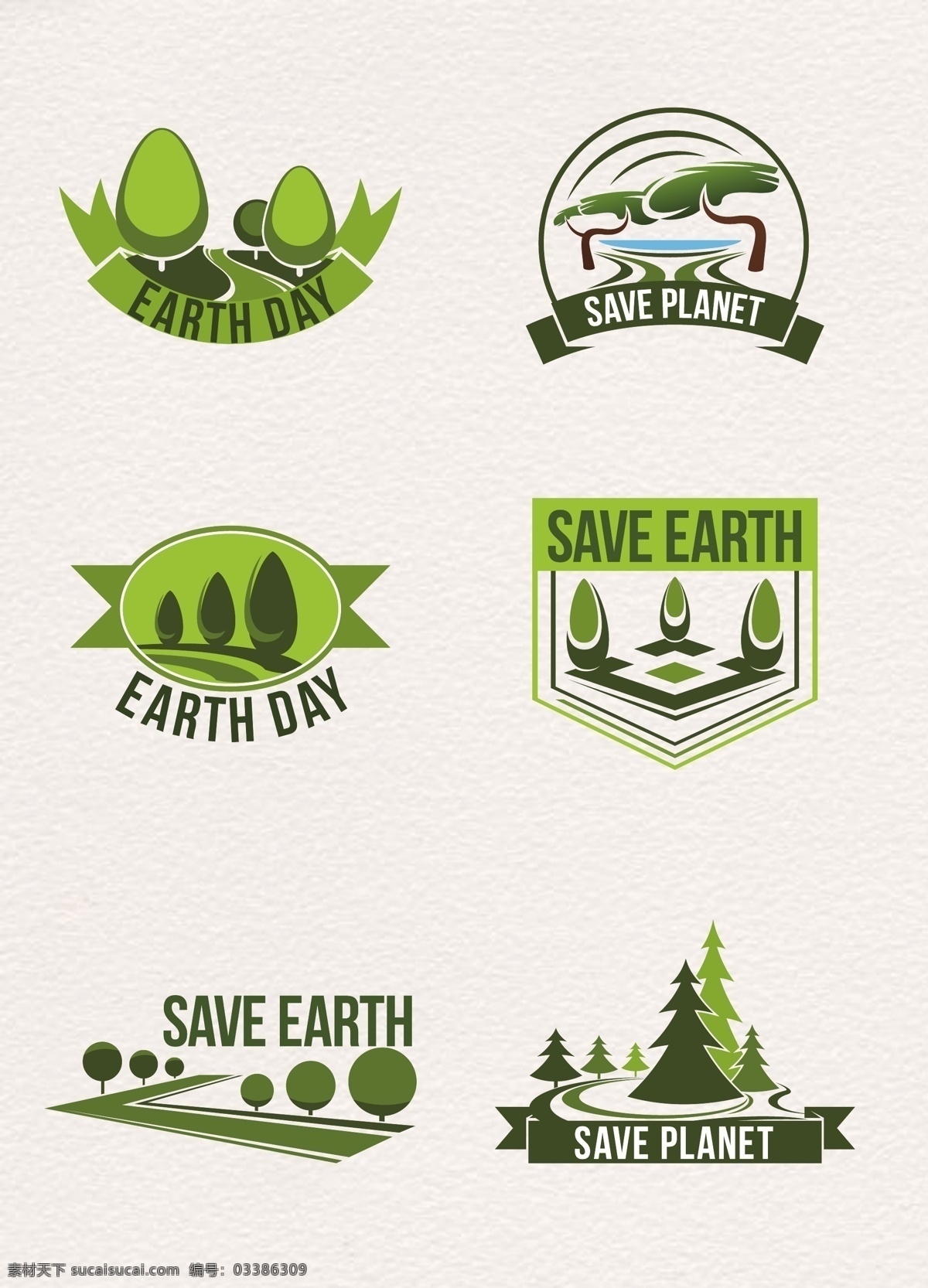 绿色 拯救 地球 标志 矢量 森林 植物 树木 卡通 图标元素 河流