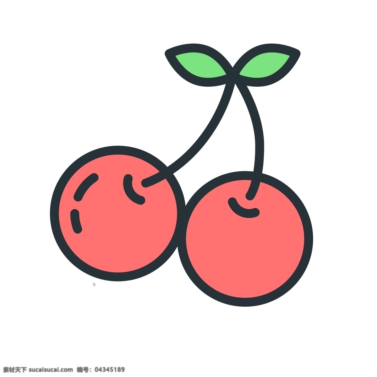 卡通樱桃 大樱桃 水果 扁平化ui ui图标 手机图标 界面ui 网页ui h5图标