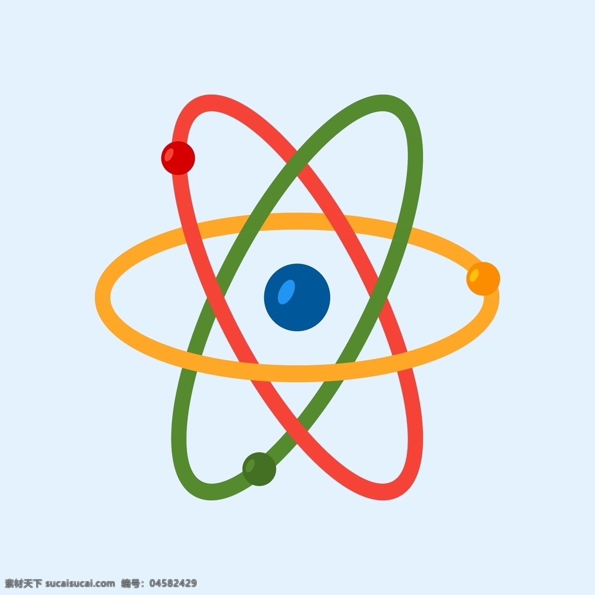 平面设计 中 彩色 原子 平面 科学 能源 丰富多彩 化学 插图 分子 物理 核 有色 分离 电子 质子 中子 白色