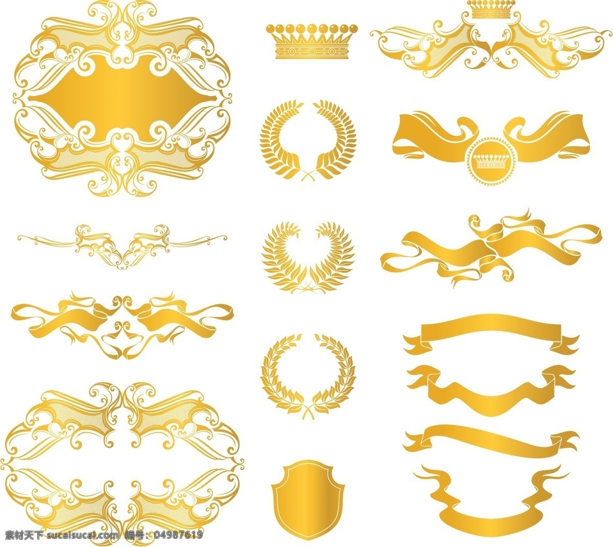 金色元素 欧式 金色 logo 欧式花纹 金色logo 欧式logo