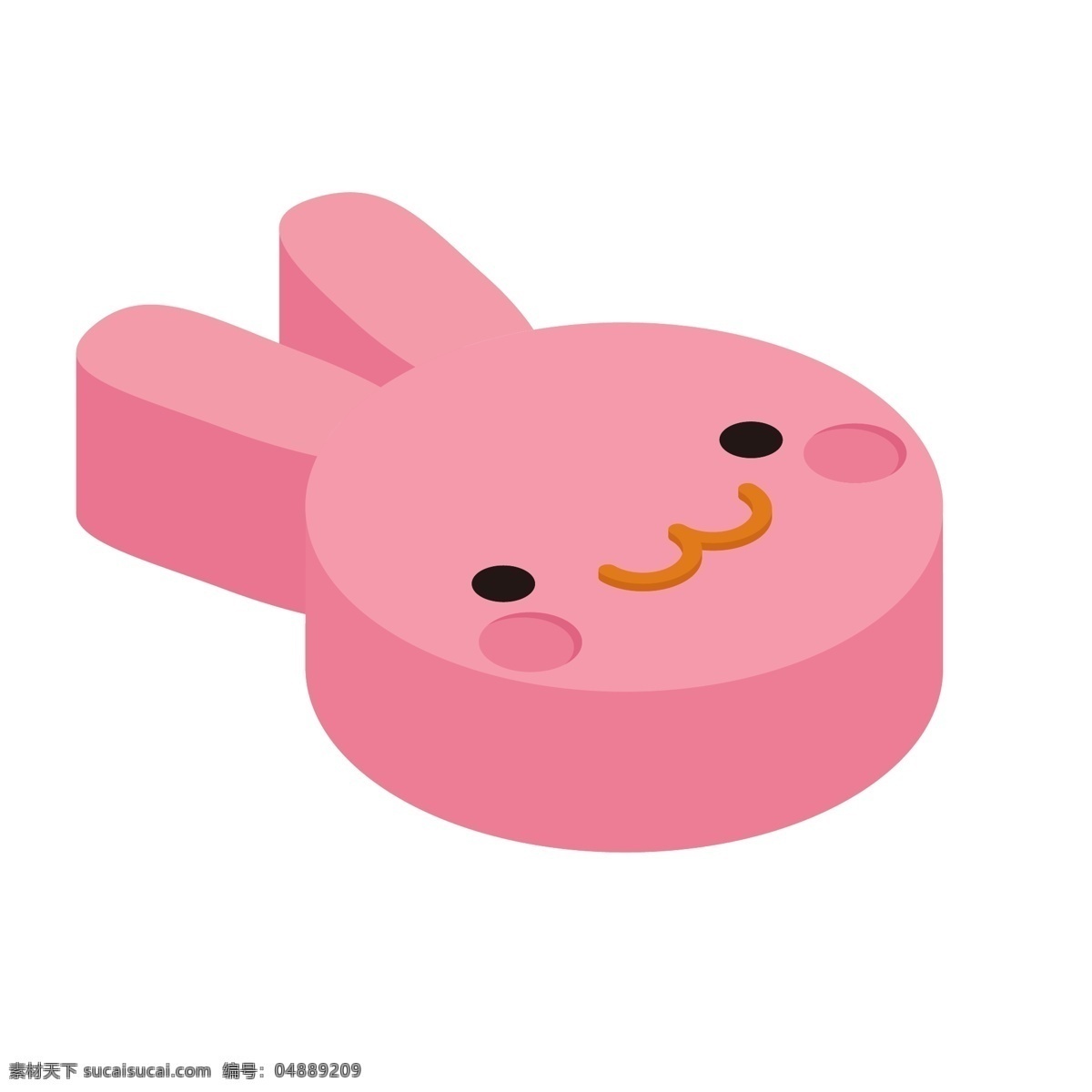 d 十二生肖 粉色 兔子 立体 图标 商用 元素 可爱 头像 动物 等距 商标