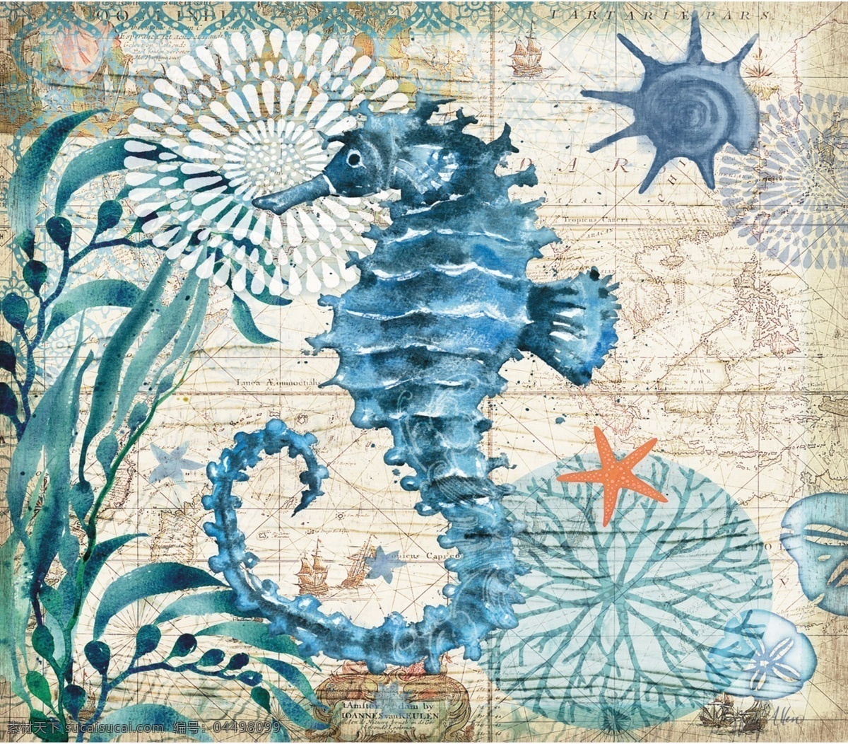 海馬圖片 海馬 數(shù)碼 羅馬風(fēng) 復(fù)古 分層