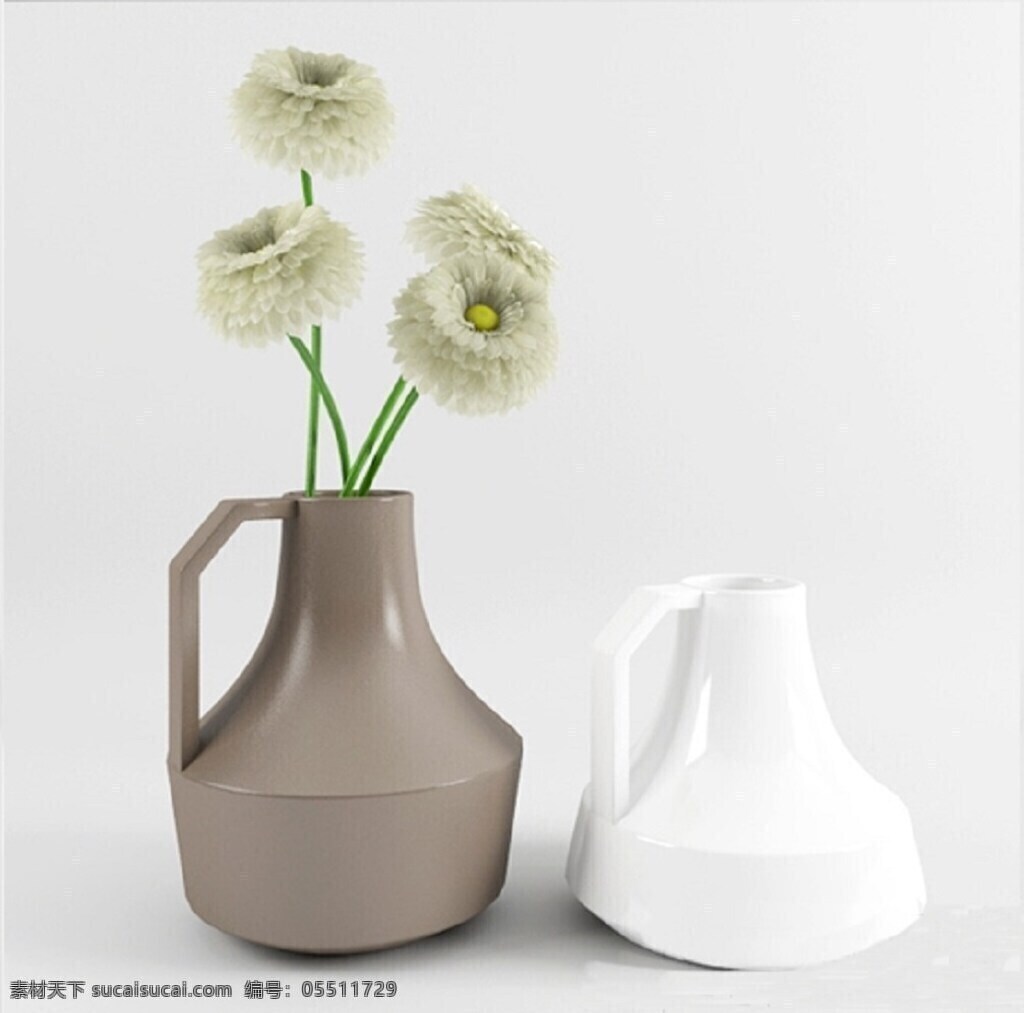 花瓶静物 花瓶 插花 干花 静物摄影 大花瓶 小花瓶 白色 咖啡色 蒲公英 向日葵 生活百科 生活素材