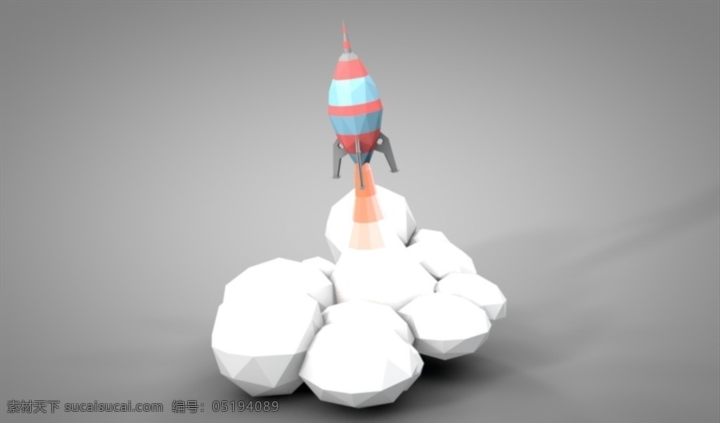 c4d 模型 火箭 发射 动画 工程 像素 简约 渲染 c4d模型 3d设计 其他模型