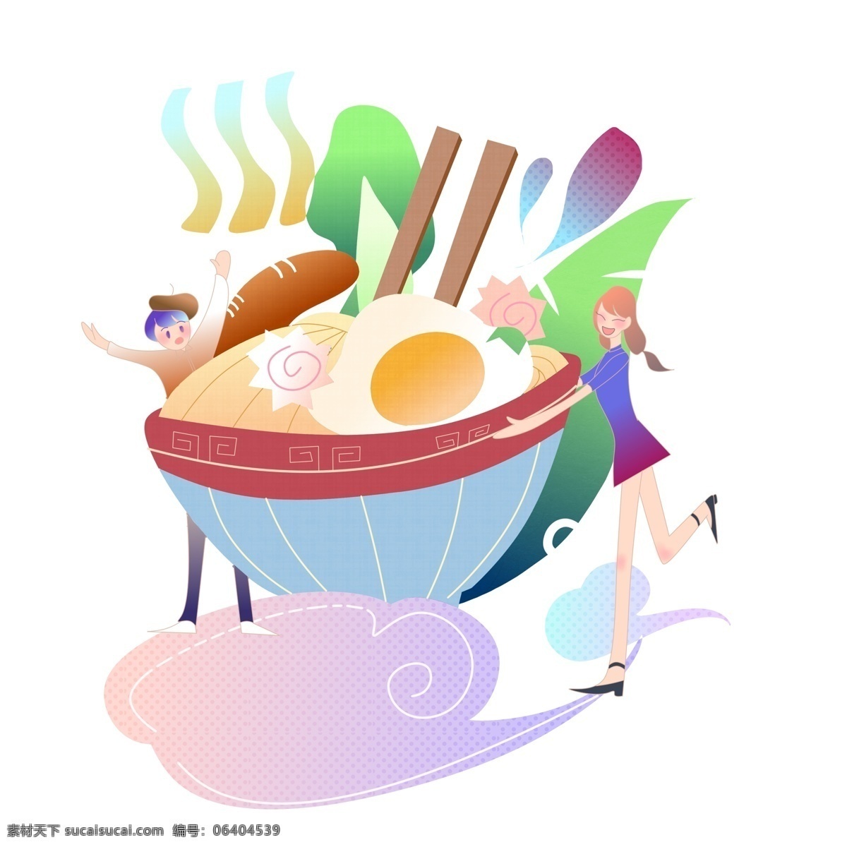 商用 手繪 享受 美食 人 享受美食 人物形象 場(chǎng)景元素 可商用