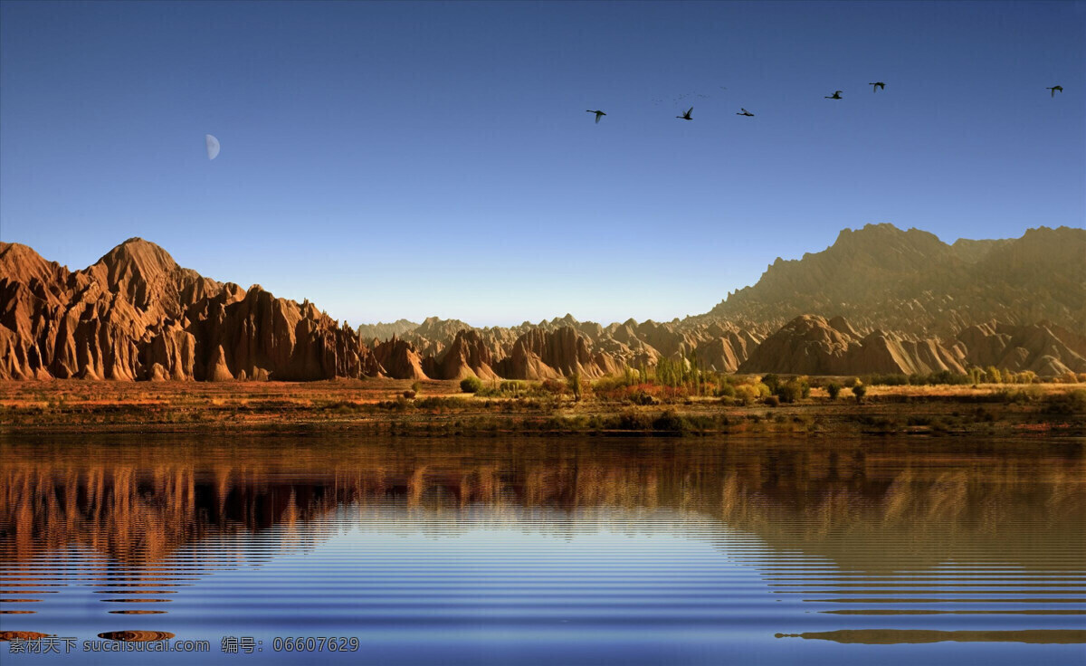 新疆 库车县 女儿河 河谷 山水风景 自然景观