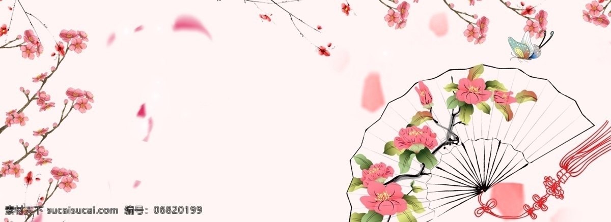 古風(fēng) 粉色 清新 電商 海報 背景 桃花 古風(fēng)扇子 古風(fēng)素材 扇子 古風(fēng)電商海報 花瓣