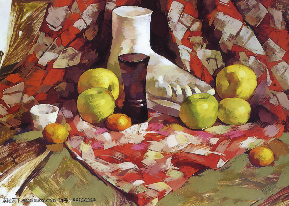 静物写真2 花瓶 水杯 苹果 背景 石膏像 油画 酒店挂画 绘画书法 文化艺术