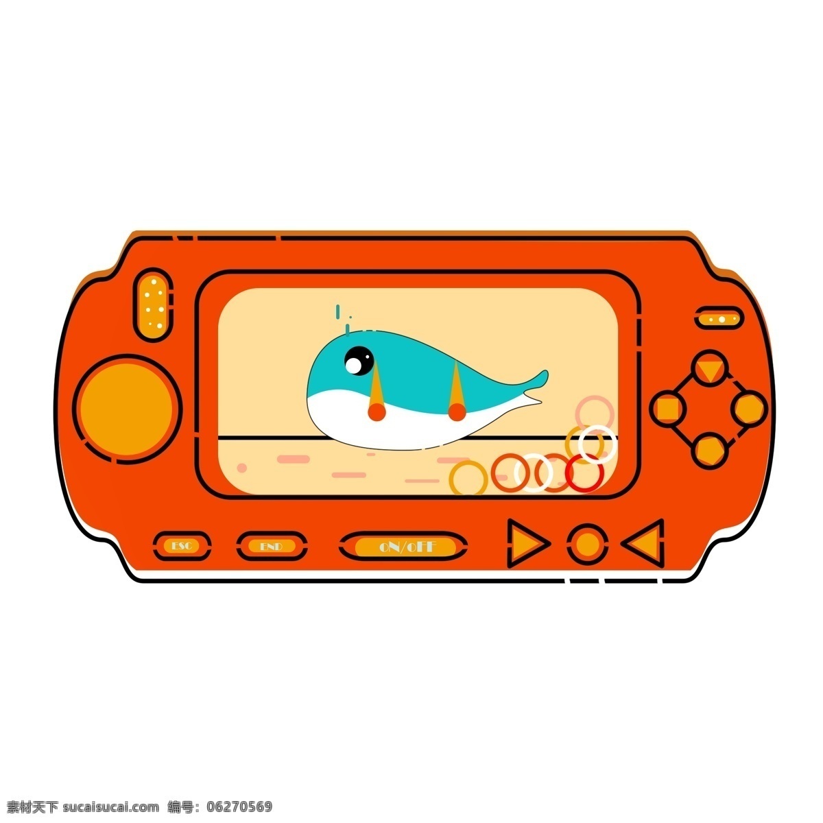橙色 玩具 游戏 水机 游戏水机 可爱 卡通 手绘