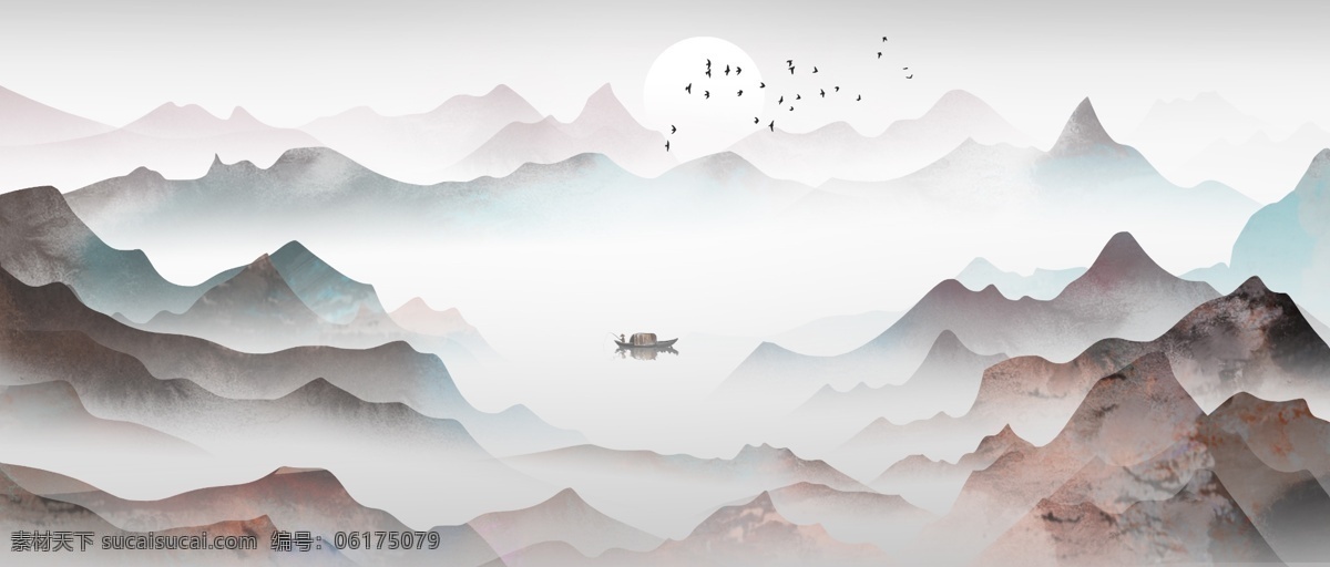 山水 復(fù)古 古風(fēng) 傳統(tǒng) 國風(fēng) 插畫 古風(fēng)背景 分層