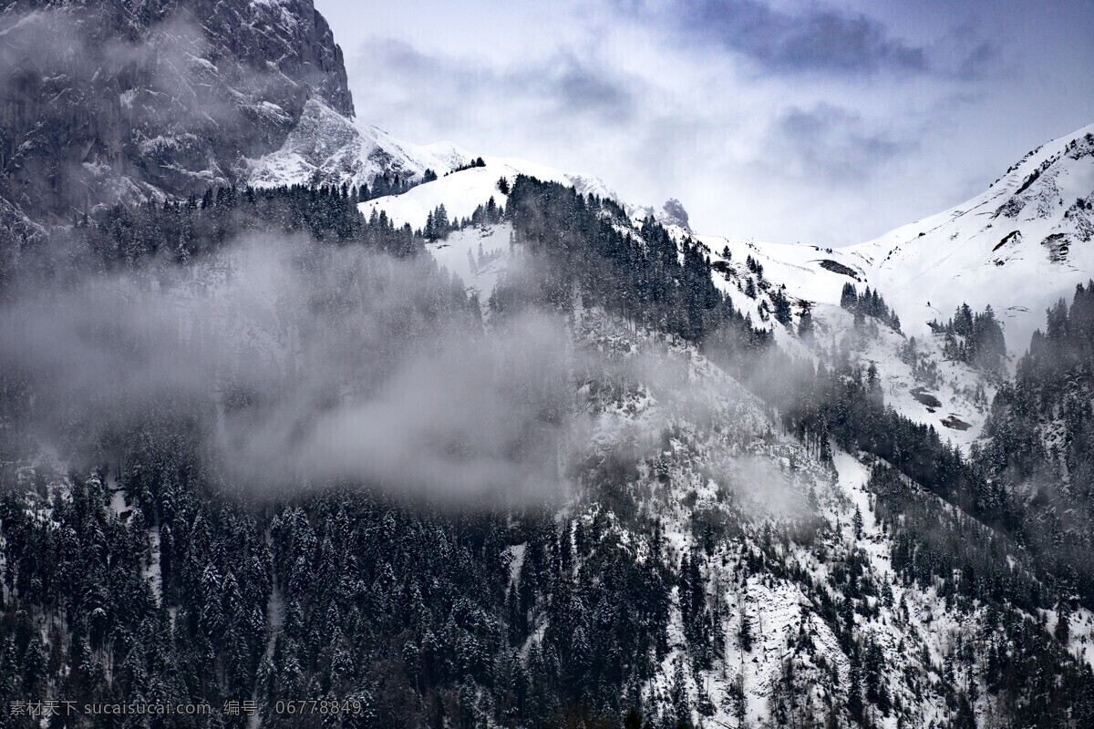 雪山云雾 雪山 山峰 云 雾 自然景观 自然风景