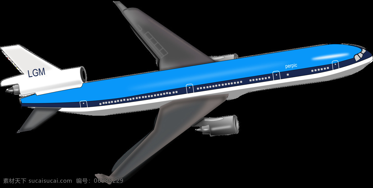蓝色 民航 飞机 元素 png元素 飞行 航空 免抠元素 透明素材
