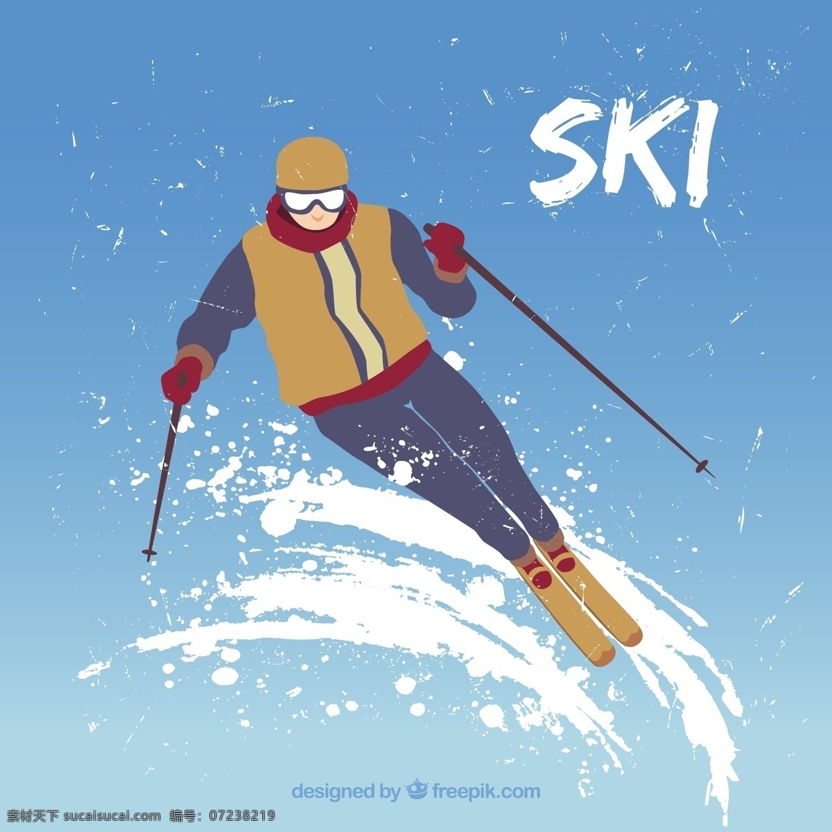滑雪者的插图 运动 雪 冬天 滑雪 插图 冷 蓝色