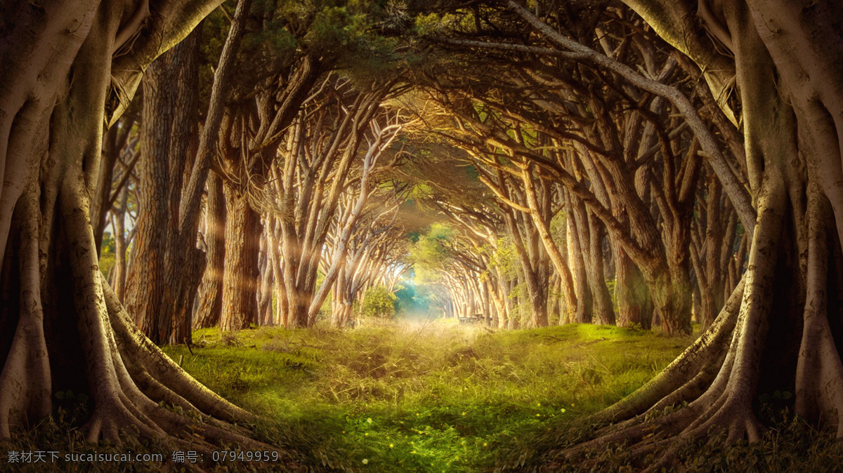 魔幻森林 树木 背景 海报 素材图片 魔幻 森林