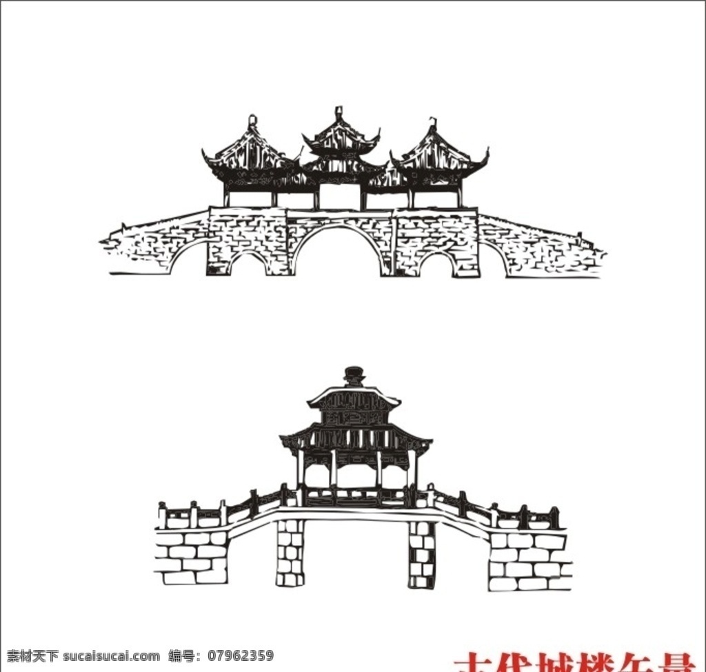 古代城樓 房子矢量圖 古代房子 古代底紋 花紋 防偽花紋 底紋邊框 背景底紋