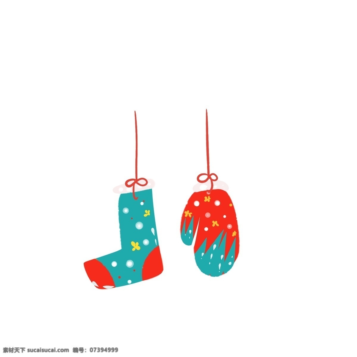 圣诞挂件 卡通 气氛 手绘 元素 圣诞 挂件 袜子 手套