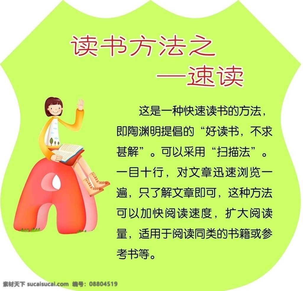 讀書方法 速度 小學(xué)學(xué)校文化 廣告展板 卡通背景 速讀 分層 源文件