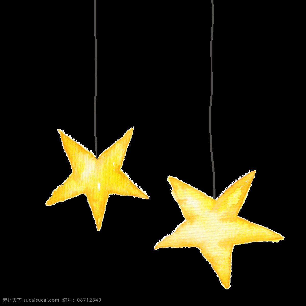 黄色 星星 灯饰 圣诞节 透明 装饰 手绘 透明素材 免扣素材 装饰图案