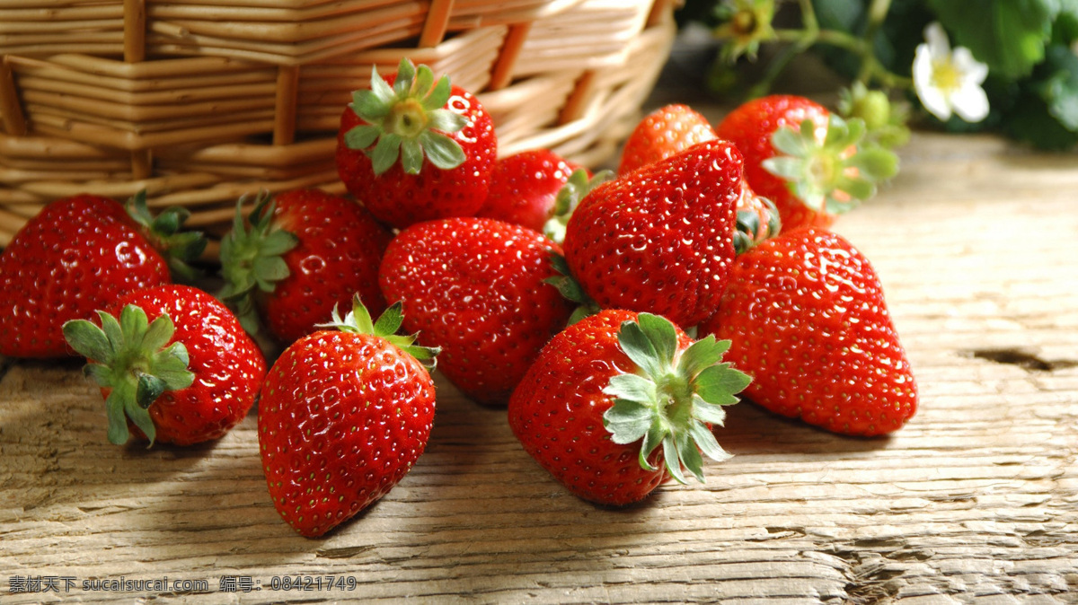 草莓水果高清 草莓 水果 高清 植物 特写 红色水果 竹篮 新鲜 生活百科 生活素材