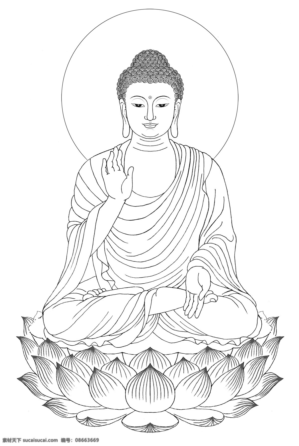 釋迦牟尼 佛像 白描 佛 佛教 文化藝術(shù) 線描 宗教信仰 釋迦牟尼佛像 釋迦牟尼佛 造像