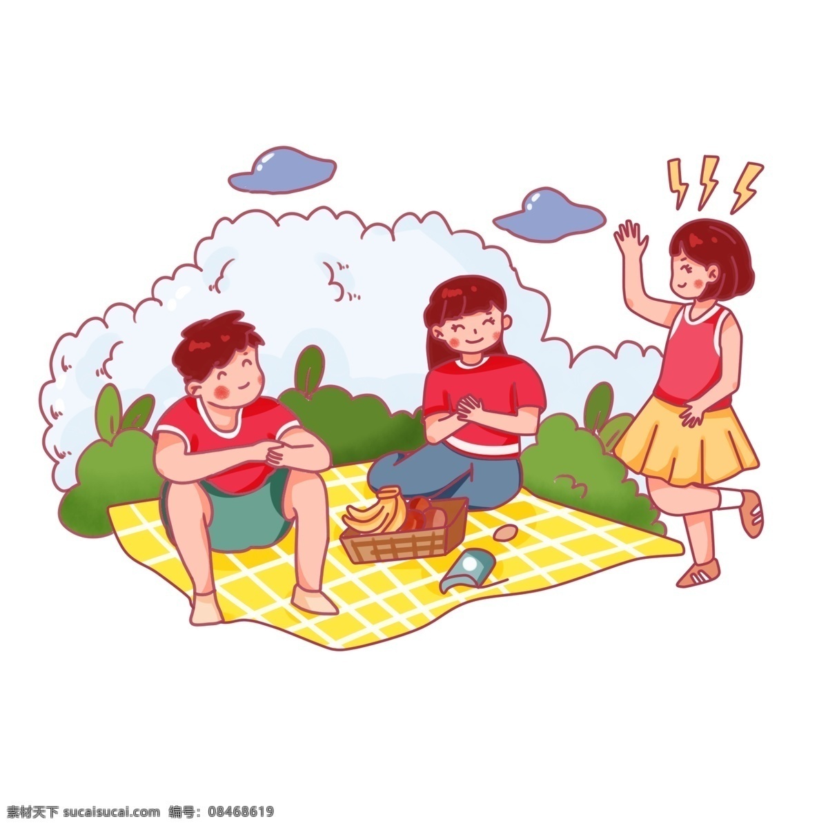 清明節(jié) 踏青 出游 游玩 草地 野餐 幸福 春天 春季 春游 歡樂(lè) 小假期 綠色草叢