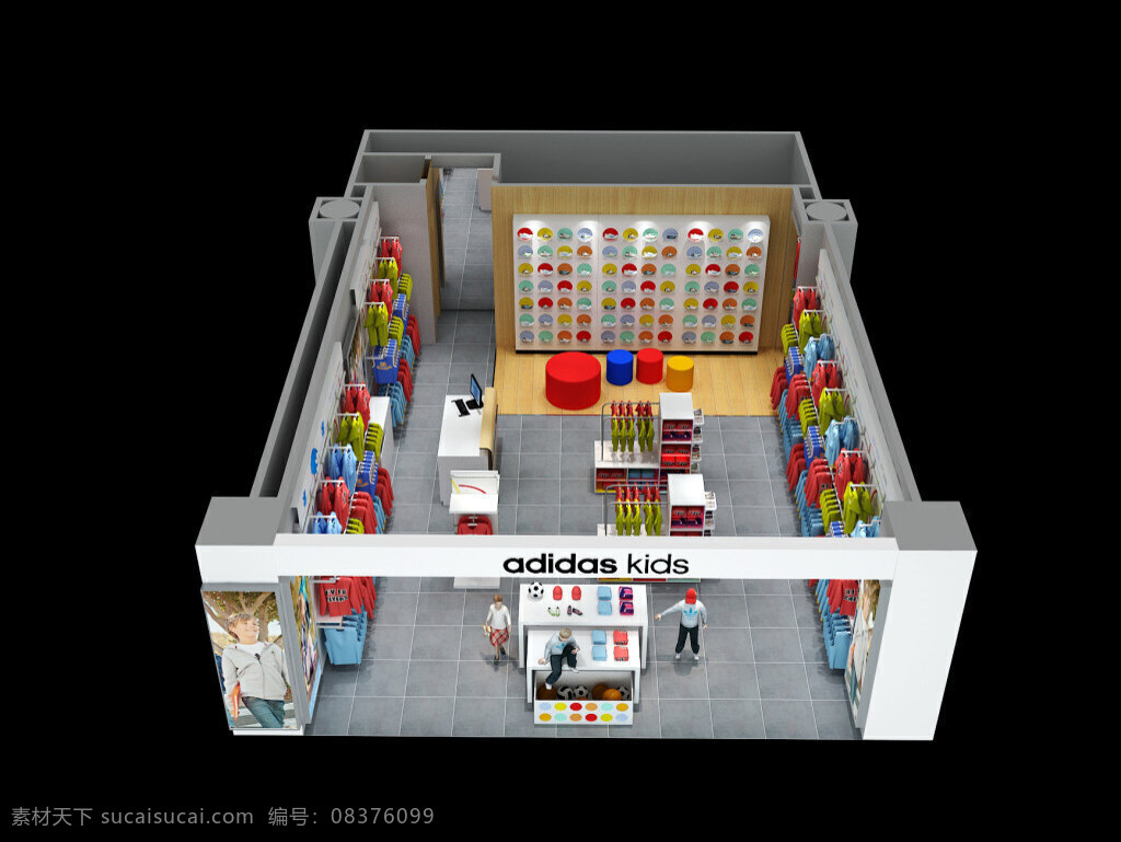阿迪達(dá)斯 店鋪 店鋪設(shè)計(jì) 3d模型 max 黑色