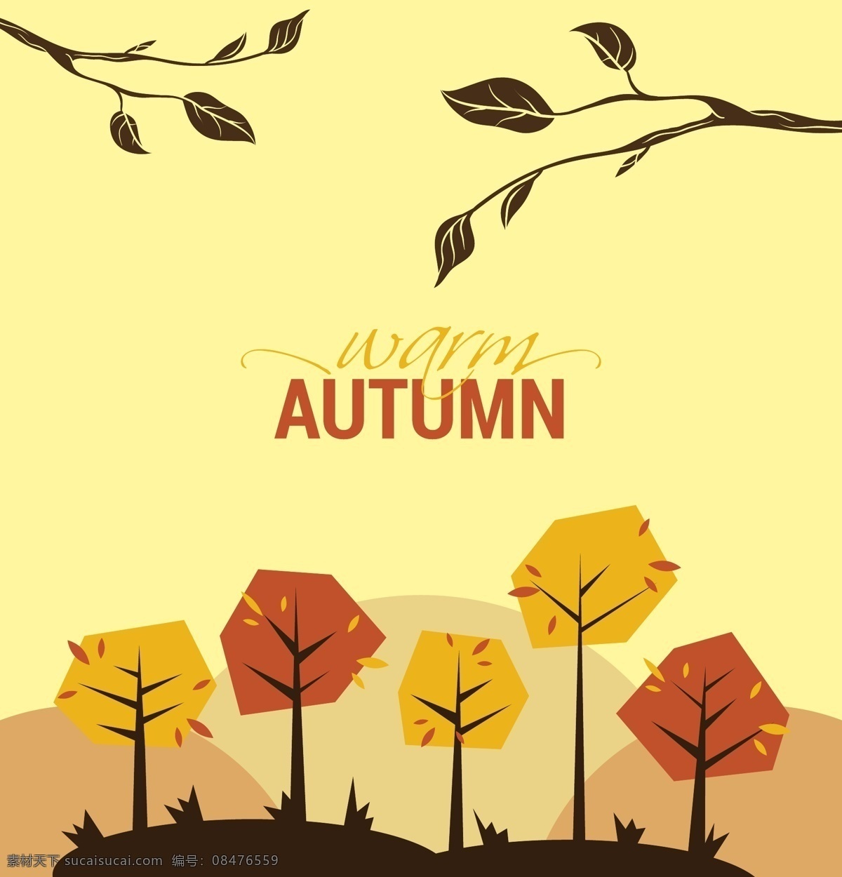 秋天 景色 背景 装饰 创意 卡通 矢量素材 背景素材 设计素材