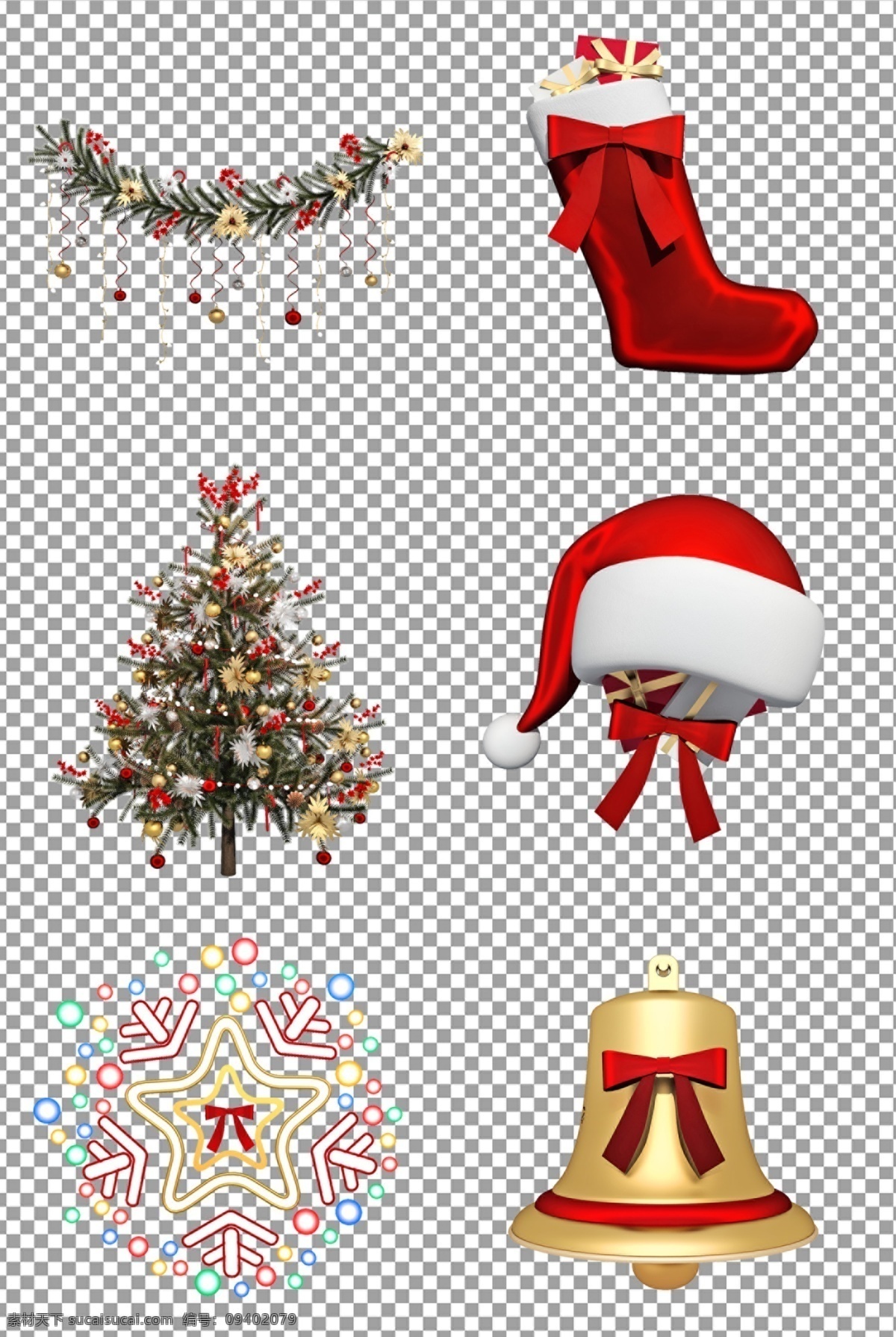 圣诞节 装饰 物品 圣诞树 圣诞帽 袜子 免抠 无背景 免抠图 抠图 元素 透明 通道 png免抠图 分层